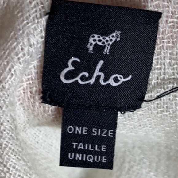 Echo Cream Stripe Open Style Fray Shawl one size outerwear - Picture 7 of 8
